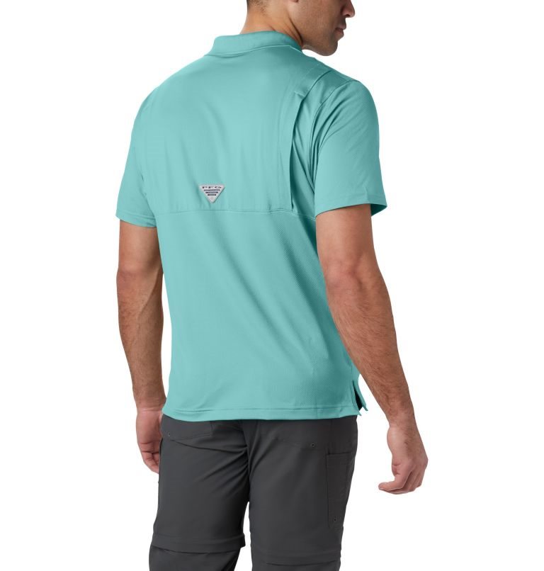 Men's Columbia PFG Skiff Cast Polo Shirts Turquoise | CA-Z0538