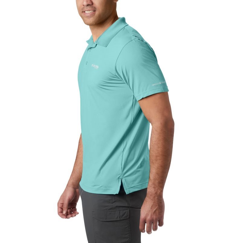 Men's Columbia PFG Skiff Cast Polo Shirts Turquoise | CA-Z0538