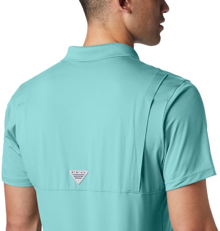 Men's Columbia PFG Skiff Cast Polo Shirts Turquoise | CA-Z0538