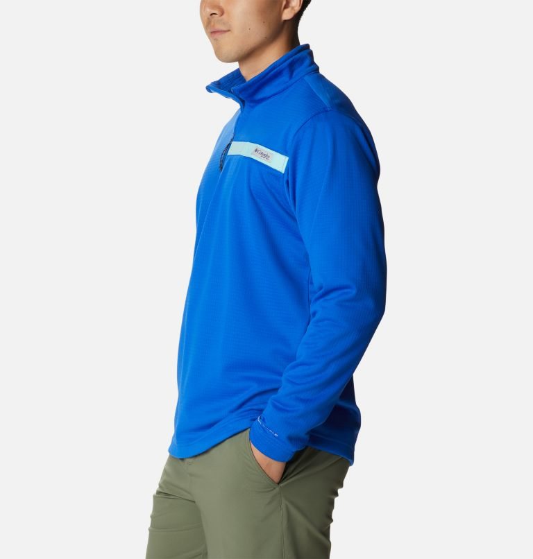 Men's Columbia PFG Skiff Guide Fleece Sweatshirts Blue | CA-DCL1A