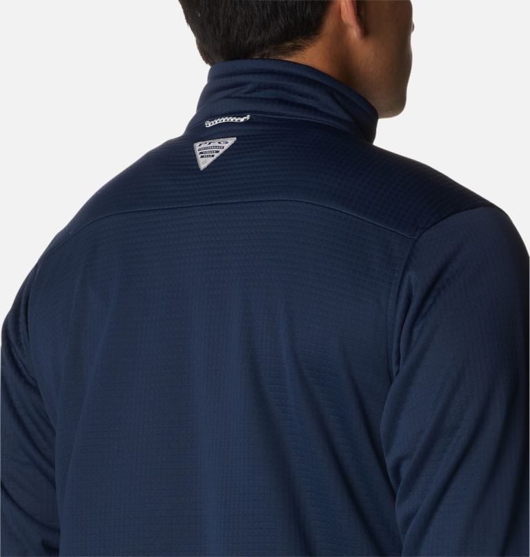 Men's Columbia PFG Skiff Guide Fleece Sweatshirts Navy | CA-V8431