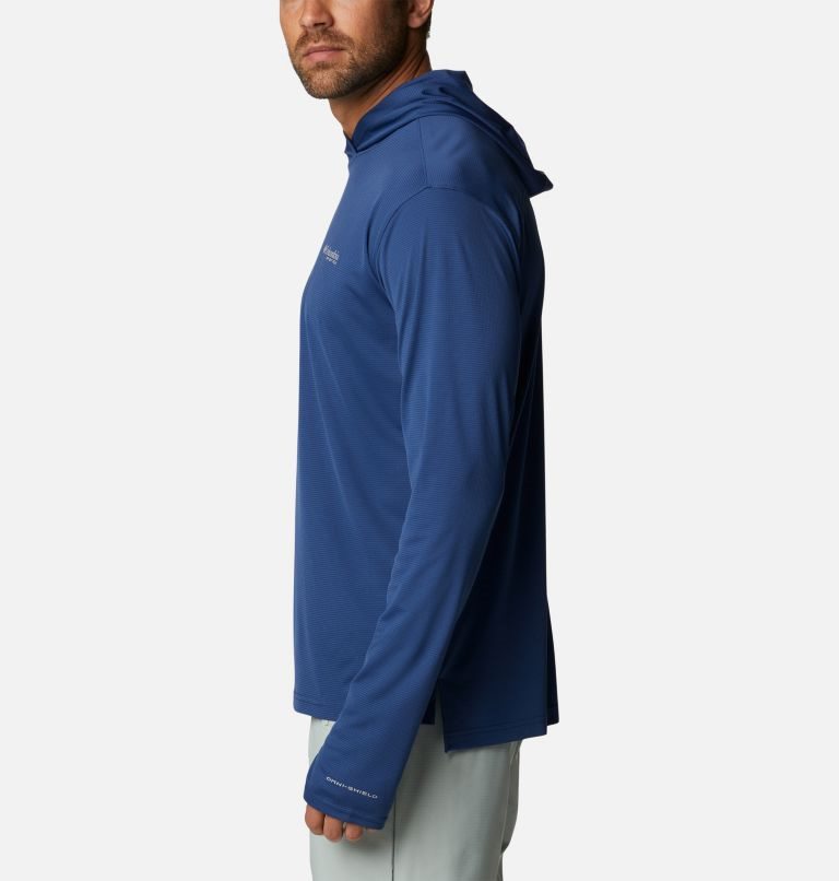 Men's Columbia PFG Skiff Guide Knit Hoodie Navy | CA-V1L64