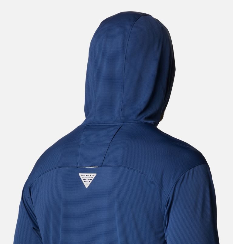 Men's Columbia PFG Skiff Guide Knit Hoodie Navy | CA-V1L64