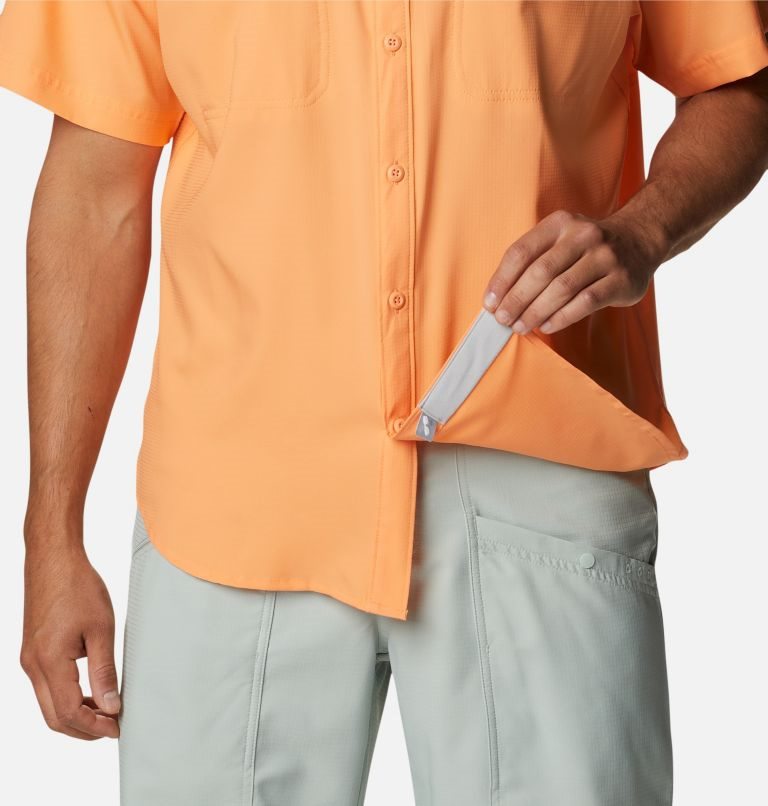 Men's Columbia PFG Skiff Guide Woven Short Sleeve Shirts Orange | CA-ML3A1