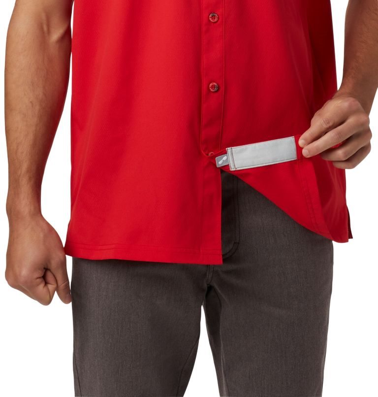 Men's Columbia PFG Slack Tide Camp Shirts Red | CA-D6A15