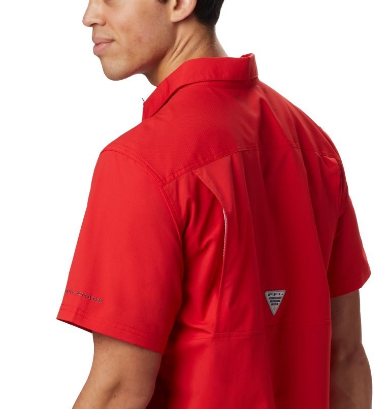 Men's Columbia PFG Slack Tide Camp Shirts Red | CA-D6A15