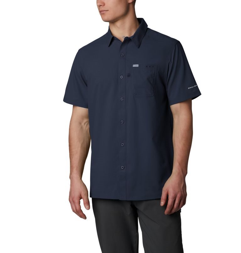 Men\'s Columbia PFG Slack Tide Camp Shirts Navy | CA-EC8L5