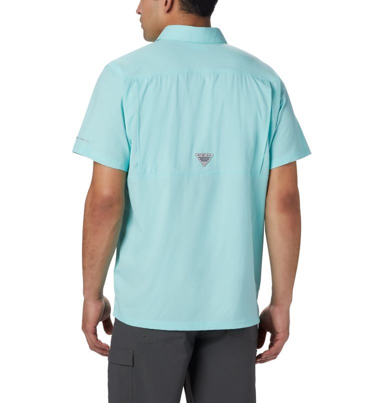 Men's Columbia PFG Slack Tide Camp Shirts Turquoise | CA-FAC61