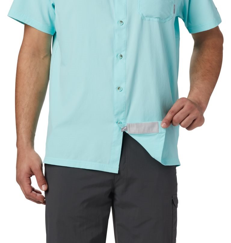 Men's Columbia PFG Slack Tide Camp Shirts Turquoise | CA-FAC61