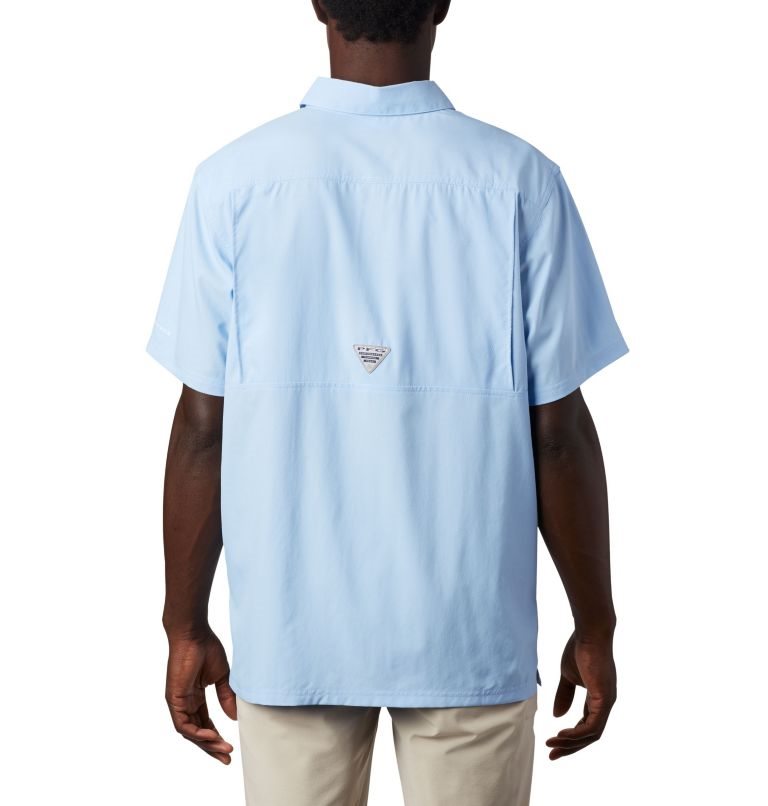 Men's Columbia PFG Slack Tide Camp Shirts Light Blue | CA-G5LA0