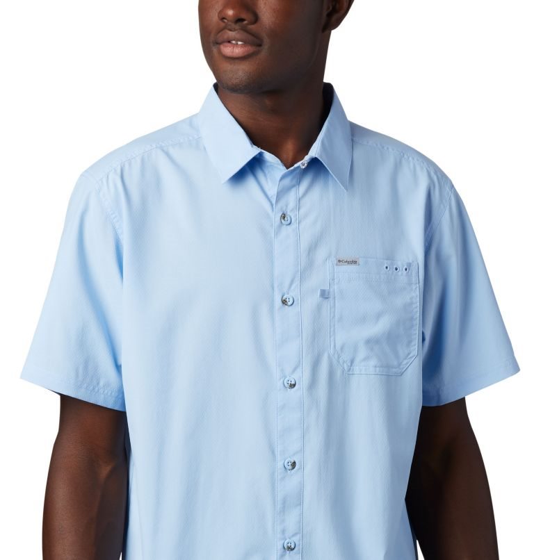 Men's Columbia PFG Slack Tide Camp Shirts Light Blue | CA-G5LA0