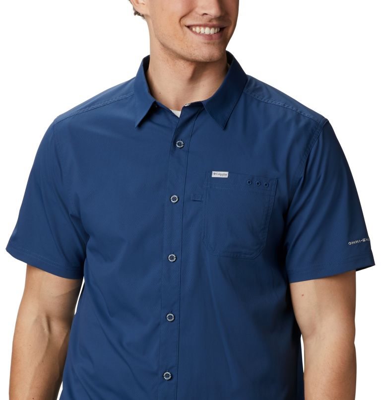 Men's Columbia PFG Slack Tide Camp Shirts Navy | CA-Q061L