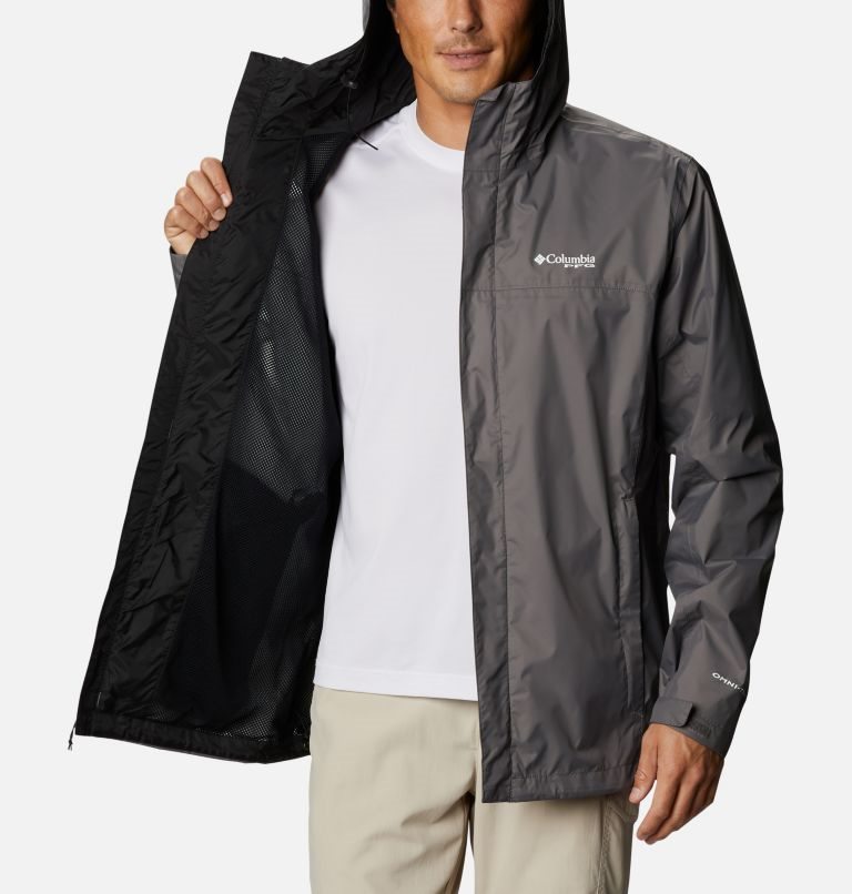 Men's Columbia PFG Storm Jackets Dark Grey | CA-RL806