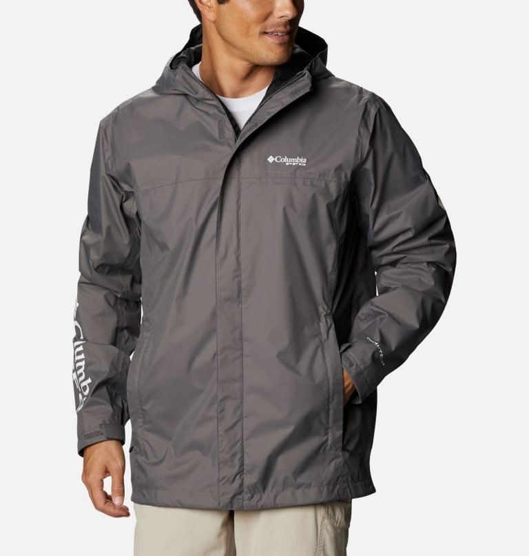 Men\'s Columbia PFG Storm Jackets Dark Grey | CA-RL806