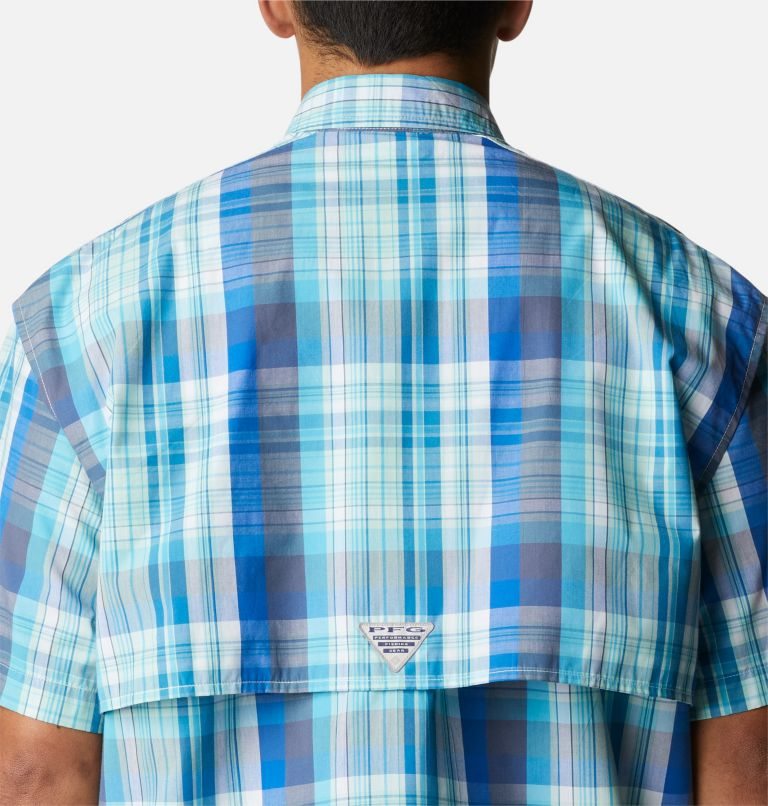 Men's Columbia PFG Super Bonehead Classic Short Sleeve Shirts Stripe | CA-E3L46