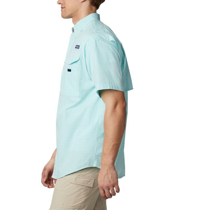 Men's Columbia PFG Super Bonehead Classic Short Sleeve Shirts Turquoise | CA-O814A