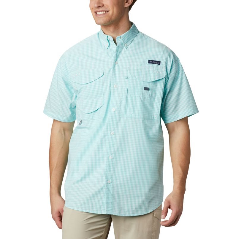 Men\'s Columbia PFG Super Bonehead Classic Short Sleeve Shirts Turquoise | CA-O814A