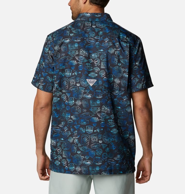 Men's Columbia PFG Super Slack Tide Camp Shirts Navy | CA-B4C16