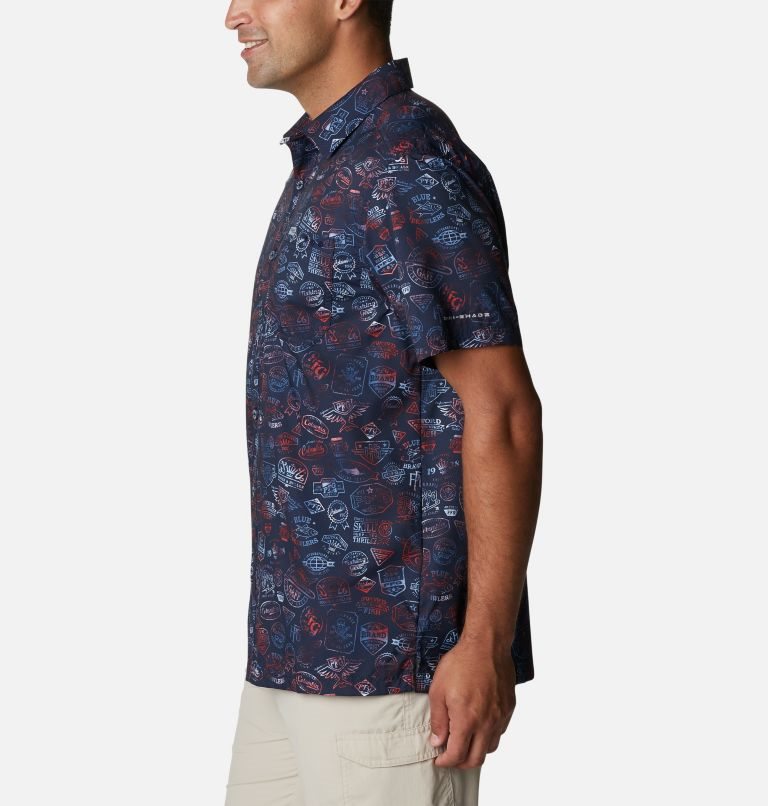 Men's Columbia PFG Super Slack Tide Camp Shirts Navy | CA-L4C5A