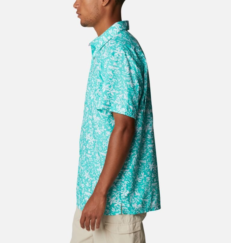 Men's Columbia PFG Super Slack Tide Camp Shirts Turquoise | CA-YA103