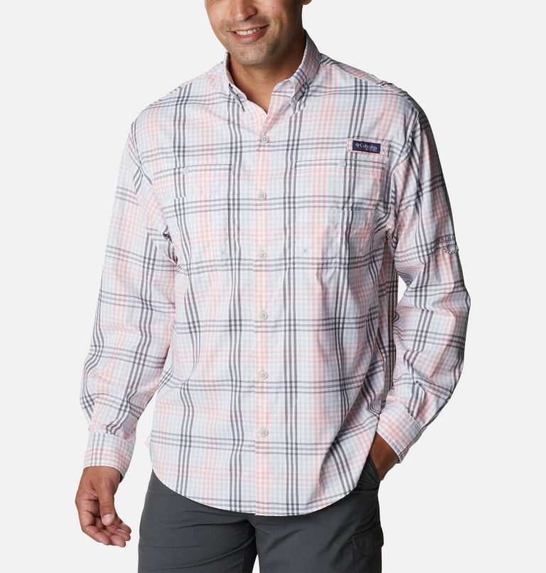 Men\'s Columbia PFG Super Tamiami Long Sleeve Shirts Stripe | CA-D8L40