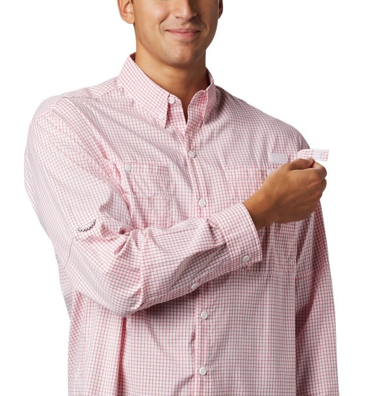 Men's Columbia PFG Super Tamiami Long Sleeve Shirts Pink | CA-I3605