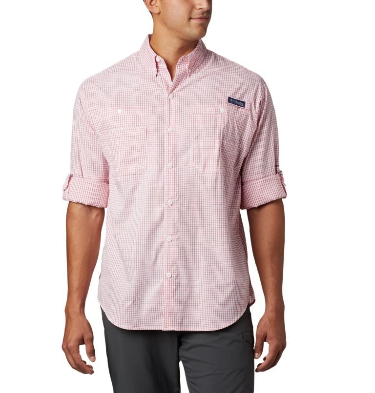 Men's Columbia PFG Super Tamiami Long Sleeve Shirts Pink | CA-I3605