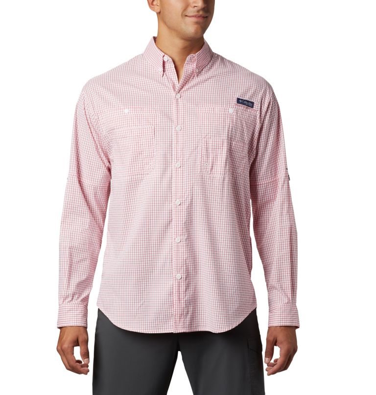 Men\'s Columbia PFG Super Tamiami Long Sleeve Shirts Pink | CA-I3605