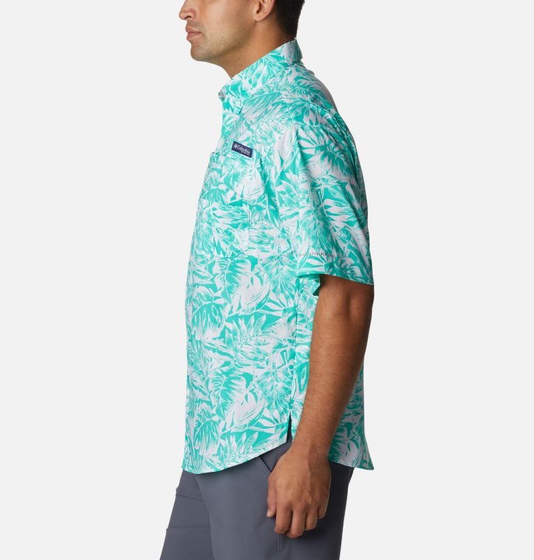 Men's Columbia PFG Super Tamiami Short Sleeve Shirts Turquoise | CA-MA105