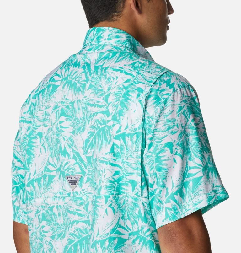 Men's Columbia PFG Super Tamiami Short Sleeve Shirts Turquoise | CA-MA105