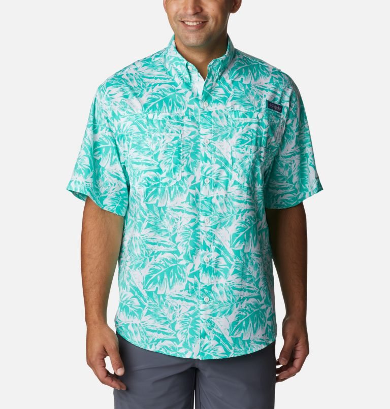 Men\'s Columbia PFG Super Tamiami Short Sleeve Shirts Turquoise | CA-MA105