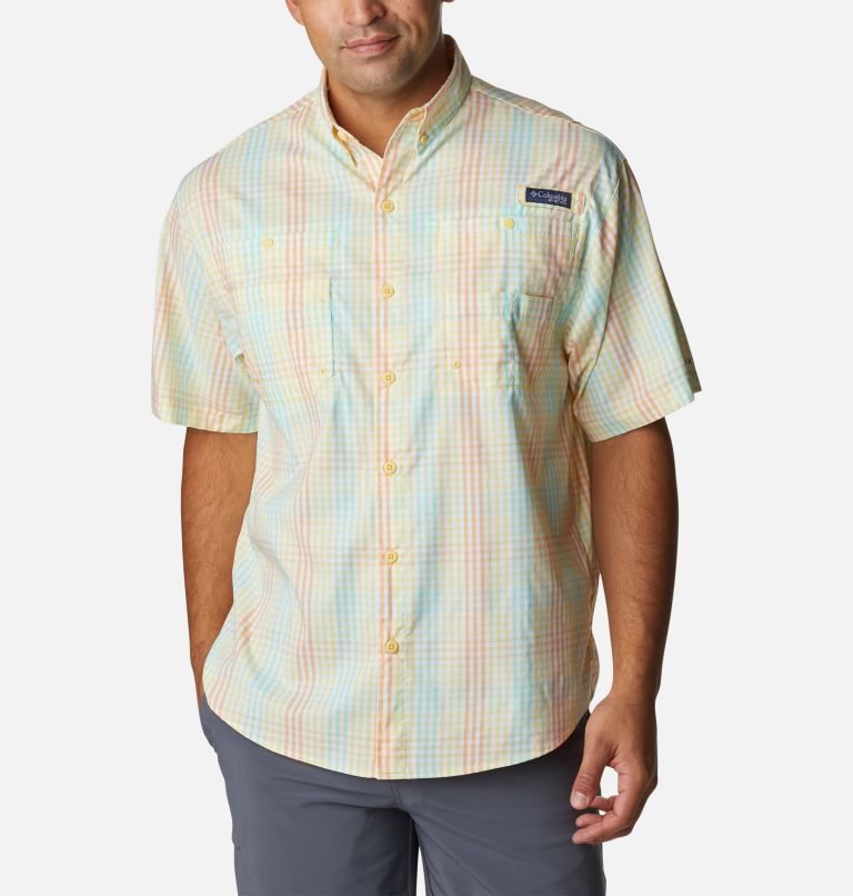 Men\'s Columbia PFG Super Tamiami Short Sleeve Shirts Beige | CA-NA036