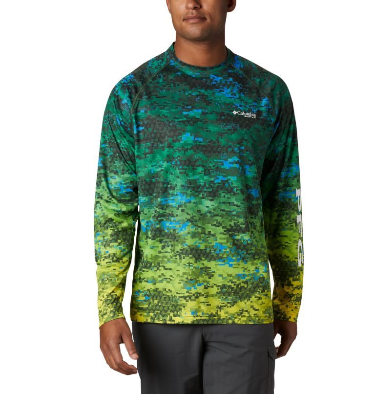 Men\'s Columbia PFG Super Terminal Tackle Long Sleeve Sweatshirts Camo | CA-H10CA