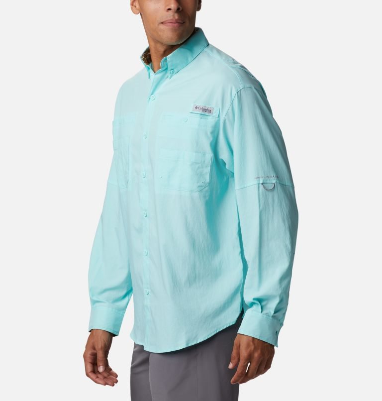 Men's Columbia PFG Tamiami II Long Sleeve Shirts Turquoise | CA-D5C3A