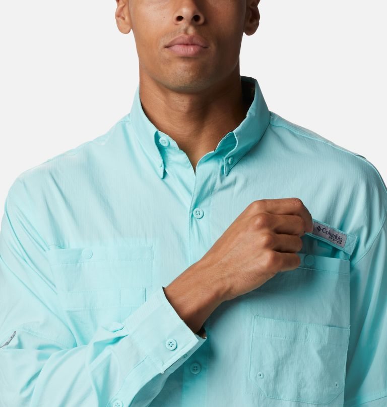 Men's Columbia PFG Tamiami II Long Sleeve Shirts Turquoise | CA-D5C3A