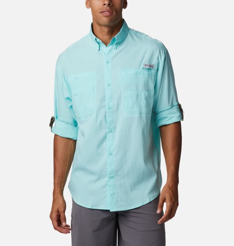 Men's Columbia PFG Tamiami II Long Sleeve Shirts Turquoise | CA-D5C3A