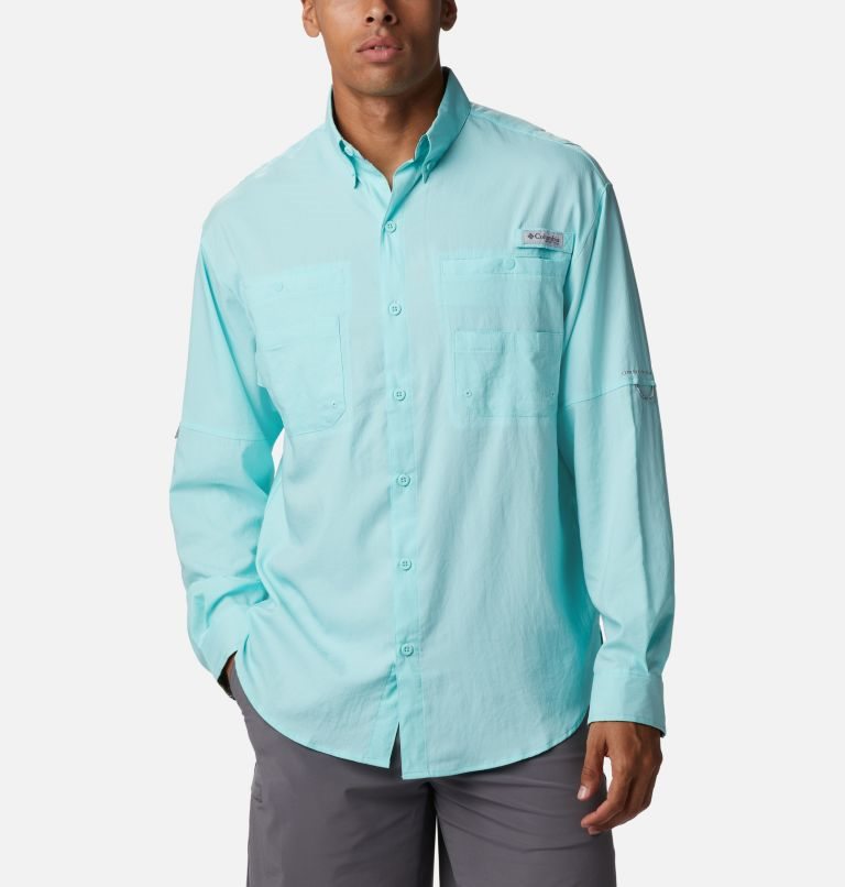 Men\'s Columbia PFG Tamiami II Long Sleeve Shirts Turquoise | CA-D5C3A