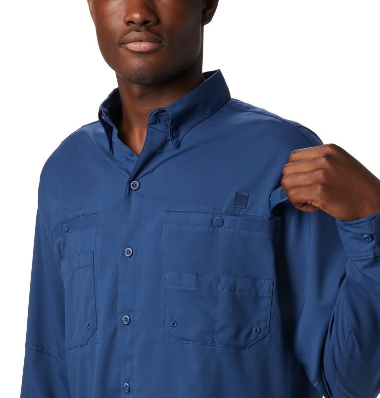 Men's Columbia PFG Tamiami II Long Sleeve Shirts Navy | CA-I3651