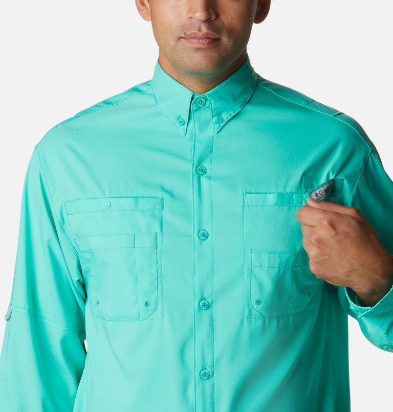 Men's Columbia PFG Tamiami II Long Sleeve Shirts Turquoise | CA-J4CA0