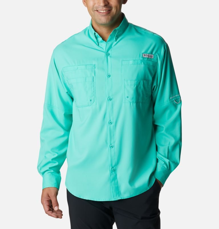 Men\'s Columbia PFG Tamiami II Long Sleeve Shirts Turquoise | CA-J4CA0