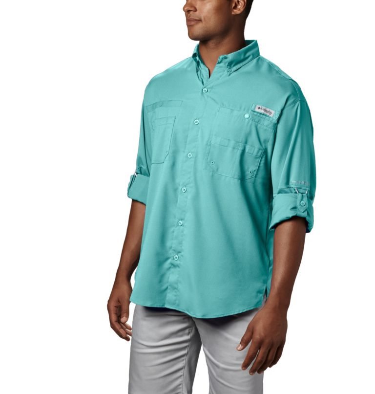 Men's Columbia PFG Tamiami II Long Sleeve Shirts Turquoise | CA-LLC34