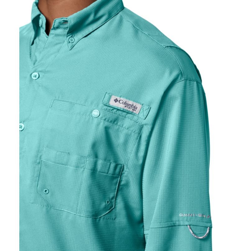 Men's Columbia PFG Tamiami II Long Sleeve Shirts Turquoise | CA-LLC34