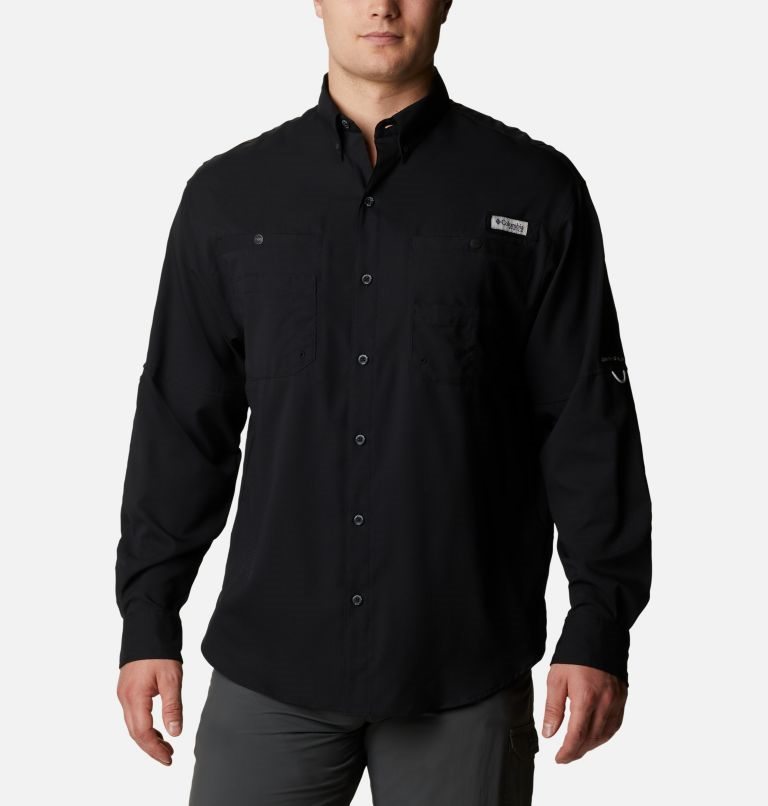 Men\'s Columbia PFG Tamiami II Long Sleeve Shirts Black | CA-P0LC1