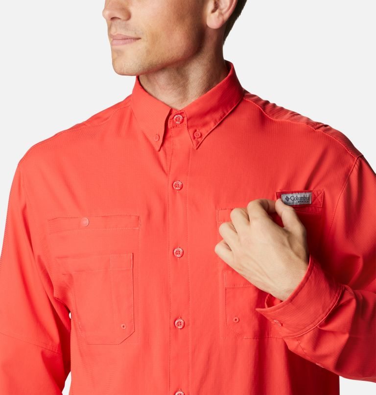 Men's Columbia PFG Tamiami II Long Sleeve Shirts Red | CA-Q5810