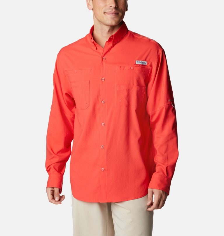 Men\'s Columbia PFG Tamiami II Long Sleeve Shirts Red | CA-Q5810