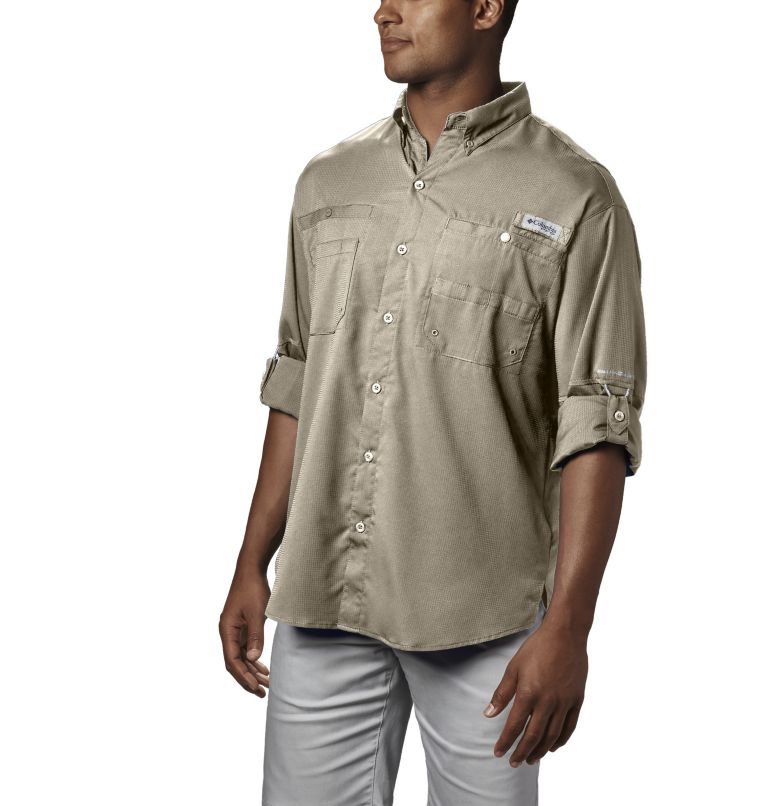 Men's Columbia PFG Tamiami II Long Sleeve Shirts Khaki | CA-RC458