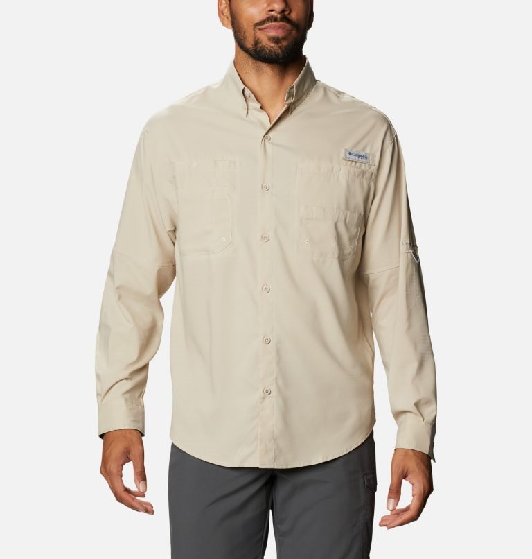 Men\'s Columbia PFG Tamiami II Long Sleeve Shirts Khaki | CA-X4618