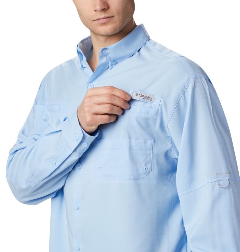 Men's Columbia PFG Tamiami II Long Sleeve Shirts Light Blue | CA-Y3504