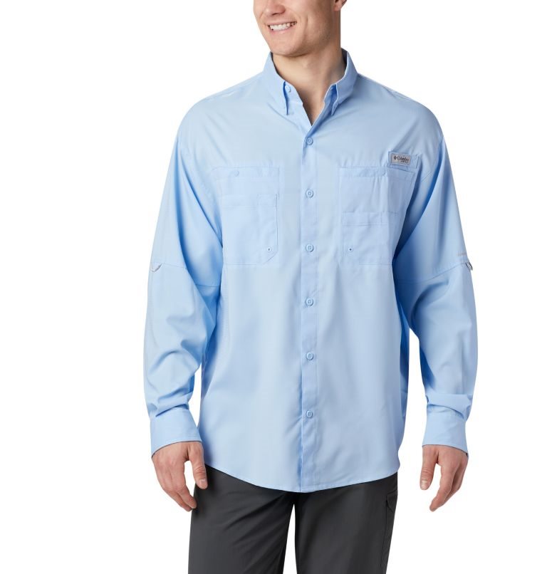 Men\'s Columbia PFG Tamiami II Long Sleeve Shirts Light Blue | CA-Y3504