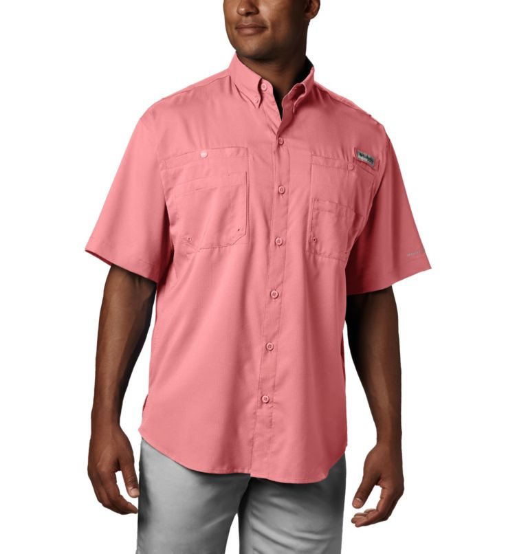 Men\'s Columbia PFG Tamiami II Short Sleeve Shirts Pink | CA-E0CL3